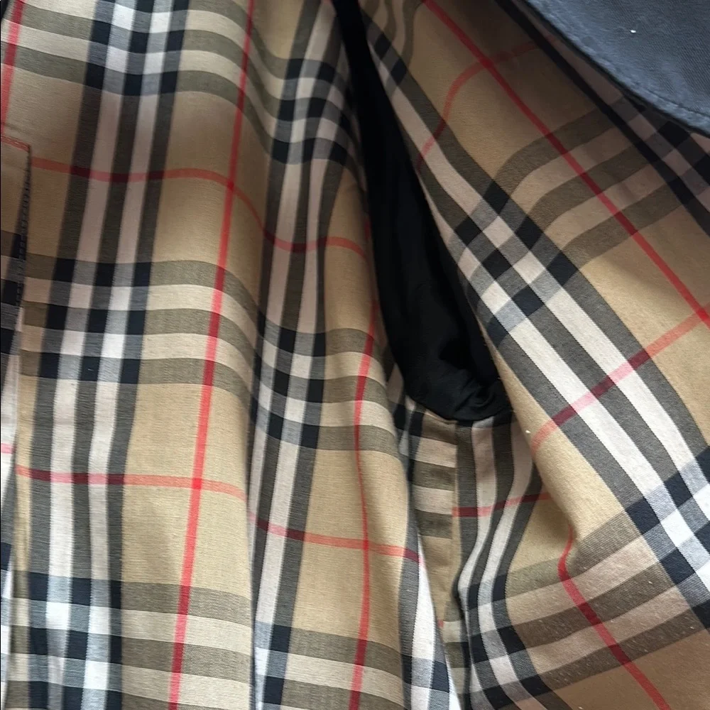 Burberrys Long Vintage Trench Coat Jacket Plaid Lining Black Size 10 X-Long - Picture 8 of 14
